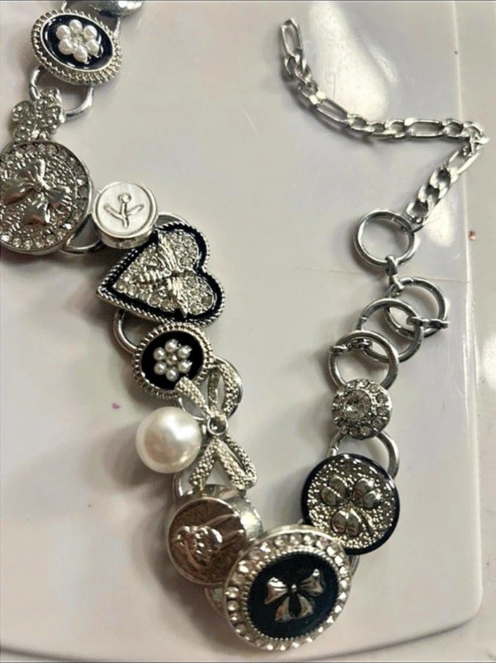 Charm Bracelet Silver & Black Like New